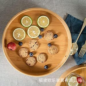 Customizable round creative <b>dinner</b> plate, tea <b>tray</b>, bread <b>tray</b>, Chinese commercial restaurant/hotel double-handled plate - Product Image 1