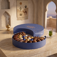 Emballage personnalisé de luxe résistant à la graisse pour les sucreries arabes, boîte à chocolat en forme de croissant pour l'Aïd Moubarak pour le Ramadan avec un design personnalisé