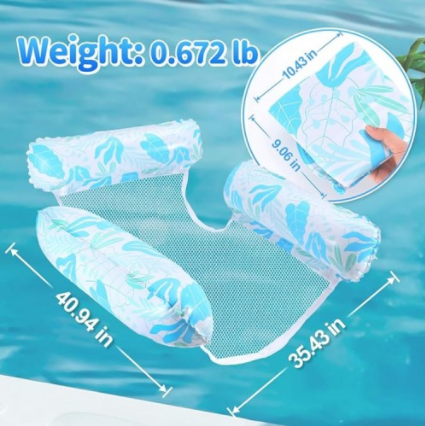 MAKE WAVES Adult PVC Inflatable Pool Floats Hammock-Multi-Purpose for Swimming Pool Beach Lake River Use 300 Lbs Capacity