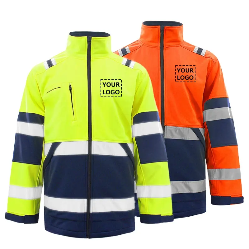 Winter wasserdichtes Vlies langärmlig hohe Sichtbarkeit Arbeitskleidung benutzerdefiniertes Logo Bau Männer Arbeit Hi Vis Sicherheit reflektierende Jacke