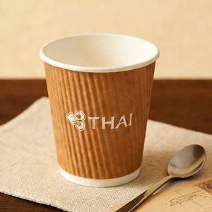 16oz <b>Corrugated</b> <b>Paper</b> Cups with Sip Lid Cover Ripple Walled Coffee Mug with Logo Printed - Product Image 5