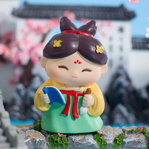 Figurine de dame de la dynastie Tang Yu Mo, boîte mystère, artisanat en résine, ornement fait main, cadeau pour la décoration de la maison - Product Image 4