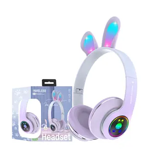Jkk headset colorido, fone de ouvido de coelho, PM-08, cores para presente