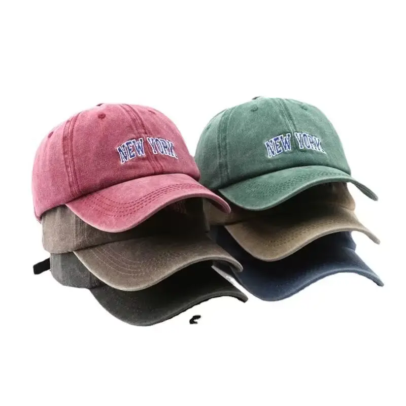 Wholesale Vintage Washed Letter Embroidery Outdoor Breathable Sunscreen Hats Sports Baseball Caps