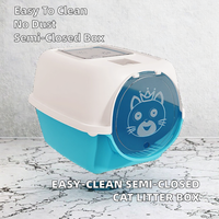 Litière pour chat entièrement personnalisée, semi-fermée, avec porte élévatrice, anti-poussière, capacité 65L, facile à nettoyer, en PP, accessoire pour animaux de compagnie YiWu