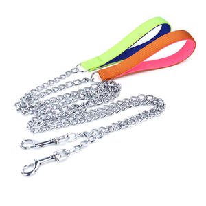 強力なチュープルーフクロームステンレス鋼犬チェーンリード金属スプリング犬のリーシュ快適なナイロンハンドル付き - Product Image 5