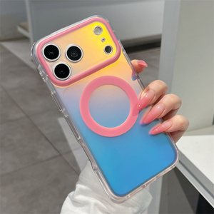 Rainbow Laser IMD Magnetic Mobile Phone case for iPhone 17 16 15 Pro Max colorful bling <b>Camera</b> Protective Shockproof back Cover - Product Image 4