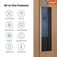 Serrure intelligente Tuya avec reconnaissance faciale 3D, empreinte digitale, interphone vidéo en temps réel, clavier à empreintes digitales, carte RFID, cloud, alliage d'aluminium