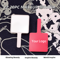 Grand miroir de maquillage portable et mignon pour voyageur avec LOGO personnalisé Miroirs de beauté en plastique à poignée carrée