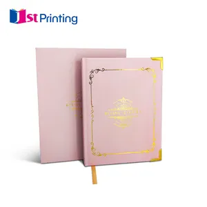 2024 2025 buku harian sampul keras foil emas, buku catatan jurnal Phnom Penh Dengan pelindung sudut logam, organizer cetak kustom