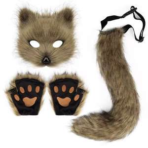 Máscara de animal Conjunto de disfraz de Halloween popular Incluye garras de animales Felpa simulada Orejas de <span class=keywords><strong>zorro</strong></span> Diadema Orejas de animales Colas Máscara de fiestas - Product Image 1