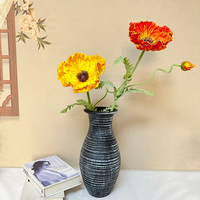 Bouquet de fleurs artificielles de pavot haut de gamme fait main YL, en PU, grand format, style moderne, 12 couleurs, pour décoration maison, hôtel, mariage, qualité supérieure