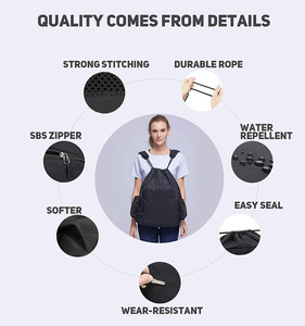 Bolsa de gimnasio deportiva de nailon impermeable Gelory para hombres y mujeres, saco de cincha con cordón Vintage <span class=keywords><strong>Gymsack</strong></span> - Product Image 4