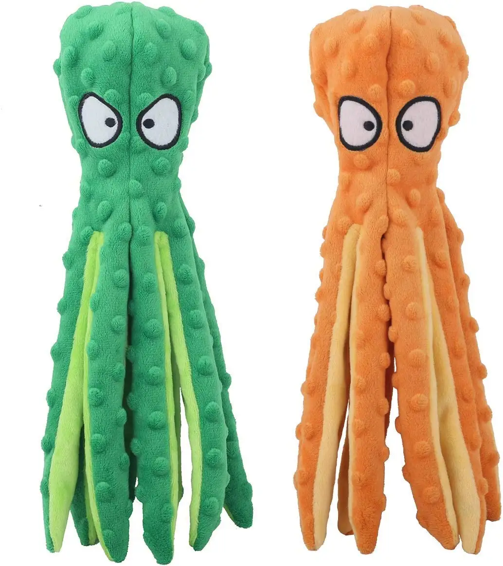 Wholesale Custom Octopus Shape Dog Squeaky Toys No Stuffing Plush Dog Cat Toy Pet Chew Toys