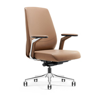 Chaises de direction modernes et luxueuses en cuir contemporaines pivotantes en cuir à dossier moyen court pour le bureau