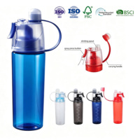 Bouteille d'eau sport en plastique Tritan sans BPA de 600 ml avec paille longue et fonction pulvérisateur