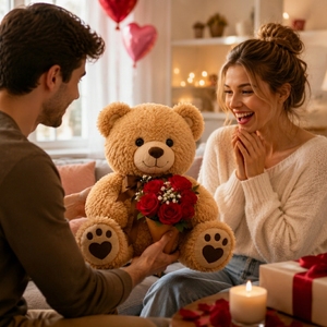 Orsetto di peluche per coppia, in tessuto premium, morbido, per promozioni nuziali, con MOQ basso, <span class=keywords><strong>prezzo</strong></span> di fabbrica, <span class=keywords><strong>animale</strong></span> di peluche - Product Image 3