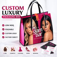 Boîte cadeau de luxe personnalisée en carton avec doublure en satin et poignées, sac pour perruque de cheveux naturels, emballage pour collection d'extensions de cheveux naturels