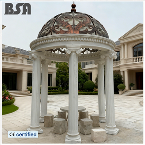 定制手工雕刻罗马风格大理石户外花园凉亭雕塑石凉亭，用于花园庭院装饰 - Product Image 1