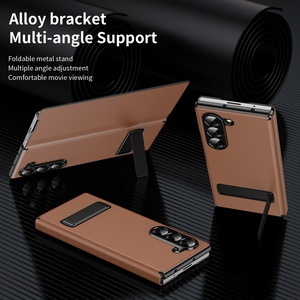 Étuis de téléphone portable en cuir PU avec électroplaqué avancé pour Samsung Z Fold 8 3 4 5 6 7 avec support à bande, coque rigide antichoc - Product Image 5
