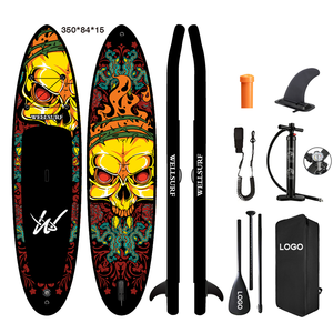 โรงงานผลิต OEM บอร์ดพายแบบเป่าลมขนาด 11'6/350 ซม. บอร์ดยืนพายแบบพองลม บอร์ดเซิร์ฟแบบยืนพาย บอร์ดพีวีซีสีดำ OEM 350 ซม. บอร์ด SUP รุ่น Facto - Product Image 6