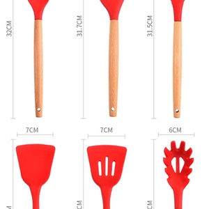 12pcs in 1 Set Wooden Handle Kitchenware Non Stick <b>Accessories</b> Silicone Cooking <b>Kitchen</b> Utensil Set Tools With Holder - Product Image 5
