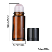 TGS GEMS Flacon roll-on en verre ambré transparent de 50 ml pour déodorant, emballage cosmétique, huile essentielle, avec bille en cristal de jade