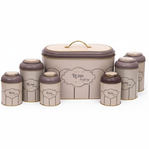 กล่องดีบุกทรงกลม7ชิ้นชุดครัวฝาโดมดีไซน์ย้อนยุค - Product Image 2