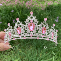Couronne d'anniversaire pour décoration de gâteau, décorations florales, accessoires de mariée, couronne ronde en alliage pour enfants