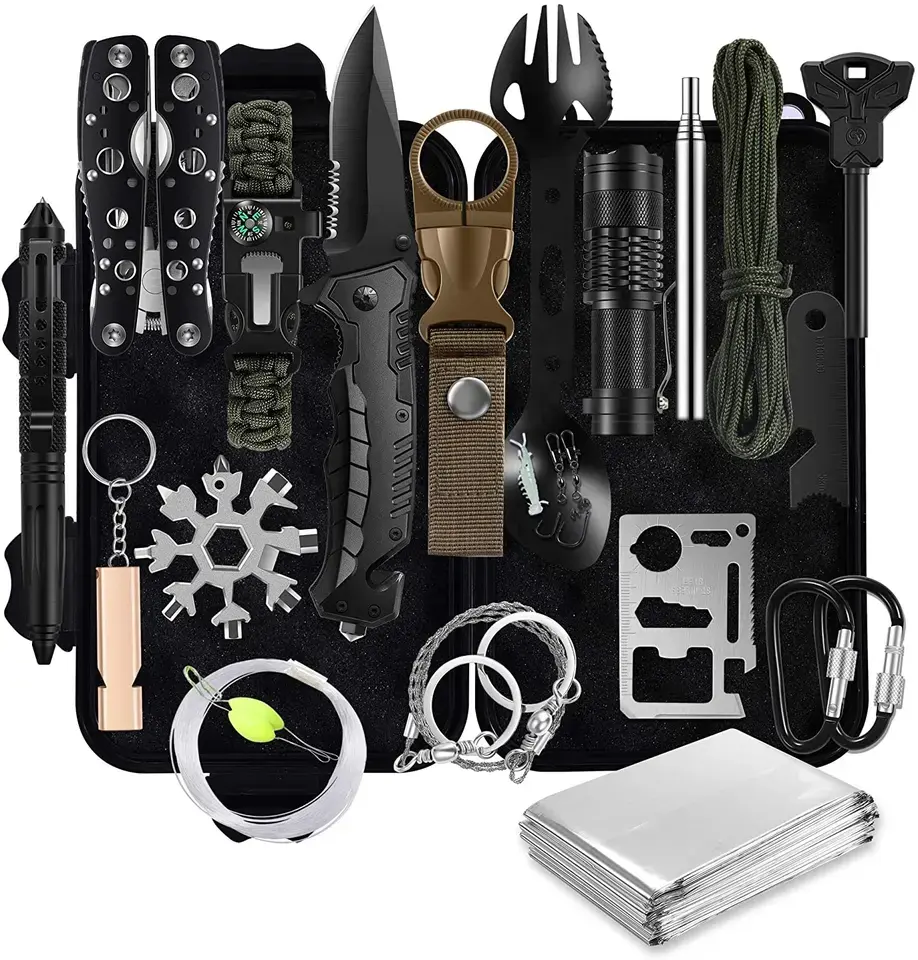 Survival Gear and Equipment,31 Pieces in 1 Bag Emergency Supplies Survival Kit for Men,Fishing Accessories Camping Gear Gadgets