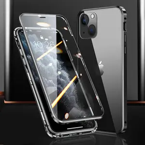 2023 заводская цена Новое поступление двойное закаленное стекло Магнитный чехол для телефона iPhone 12 13 14 Pro Max/14 Pro