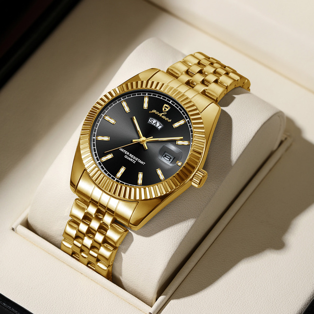Gohuos 58832 8832 Hot Sale Luxury Waterproof Luminous Hands Calendar Stainless Steel Strap Quartz Movement Watch for Man