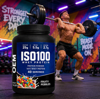 Fabricants de protéines de lactosérum, étiquette privée OEM, protéines de lactosérum naturelles pour adultes, poudre de protéines de lactosérum 25g, BCAA, 76 portions, Fruity Pebbles