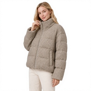 Women's Regular 85-90% Polyester Metallic Lurex <b>Puffer</b> <b>Jacket</b> Waterproof Breathable Stand Collar Zipper Closure - Product Image 1