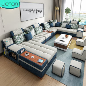 أحدث صيحات أطقم الكنب المنزلية الأكثر مبيعاً من القماش مع سماعة بلوتوث بسعر الجملة، طقم أثاث كنب زاوية عصري ممتاز ومخصص حسب الطلب - Product Image 1