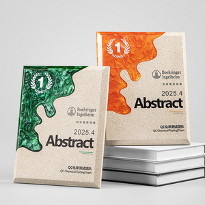 <span class=keywords><strong>Plaque</strong></span> en résine personnalisée <span class=keywords><strong>orange</strong></span>, verte, noire, marbre blanc, certificat, trophée MH-MJ0696 - Product Image 1