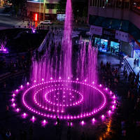 Fontaine musicale carrée grand format pour projets, avec éclairage ondulé et jets d'eau, système de contrôle compact, ensemble complet