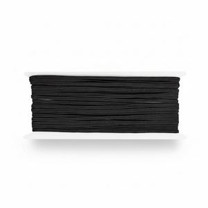 Cordón de Macramé Negro Recubierto y Trenzado de 1/8 Pulgadas, Longitud Personalizable, Correa Elástica de Poliéster y Goma para Bolsos, Manualidades DIY - Product Image 1