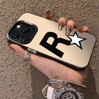 Coque de téléphone portable en TPU et PC avec impression numéro porte-bonheur neuf, argentée électroplaquée, pour iPhone 8, Xs Max, 11, 12, 13, 14, 15, 16, 17 Air
