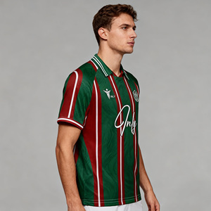 Jersey Sepak Bola Vintage Unisex Bahan Polyester Berkualitas Tinggi, Cepat Kering, Bernapas, dengan Garis Polo, Kaos Sepak Bola Retro Custom - Product Image 2