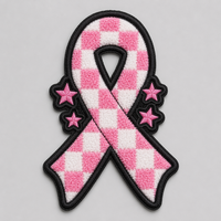 Nouveau design personnalisé, patch thermocollant en chenille brodée à sequins, écologique, non-tissé, pour la sensibilisation au cancer du sein, pour le jour de match de football
