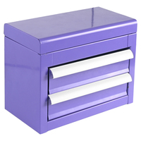 Boîte à outils en métal à 2 tiroirs, coffre à outils portable en acier, armoire de rangement verrouillable violette pour garage, atelier, organisateur d'outils