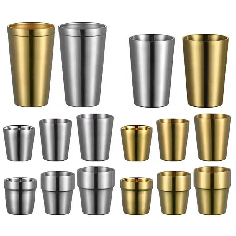 Custom SUS 304 Stainless Steel Gold / Silver Large Tumbler Beer Mug Double Wall Anti-scald Water Cup Coffee Mugs