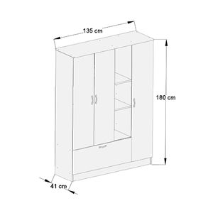 Armadio <span class=keywords><strong>Melisa</strong></span> a 3 Ante e 1 Sportello con 3 Ripiani Aperti, Bianco, Design Elegante e Durevole, Soluzione Pratica per Hotel, Casa e Camera da Letto - Product Image 3