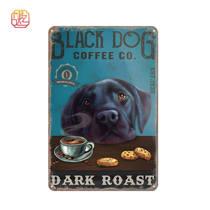 Poster in Metallo Vintage 'Black Lab Decor' con Cane Nero, Caffè Tostatura Scura, Regalo per Amanti dei Cani Labrador Retriever - Product Image 1