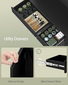 Armoire de cuisine noire moderne SENYU avec éclairage LED, organisateur de rangement multifonctionnel - Product Image 5