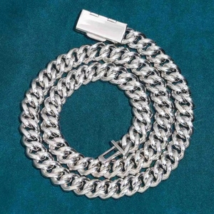 Chaîne Miami Cuban Link Iced Out <span class=keywords><strong>3</strong></span> rangs 12mm 14 16 18 20 VVS Moissanite Argent 925, certifiée GRA, passe le testeur - Product Image 5