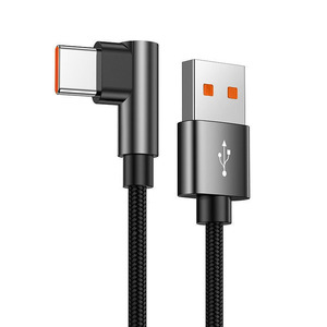 Câble <span class=keywords><strong>de</strong></span> données en nylon tressé à prix <span class=keywords><strong>de</strong></span> gros, 120W 6A, en cuivre pur, charge rapide, Type C, coudé à 90 degrés, pour les nouveaux iPhone, Huawei, Xiaomi - Product Image 2