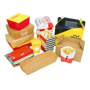 Boîte de poulet frit coréen boîte d'emballage en papier kraft hambourg boîte de nourriture à emporter pop-corn