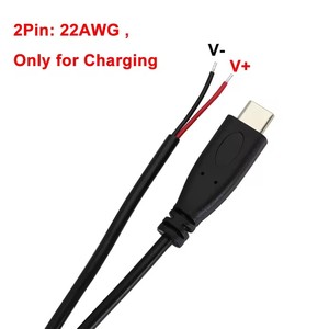 Cable de alimentación USB C de alta calidad con conector macho tipo C a cable de 2 pines con extremo abierto, cable de carga tipo pigtail de 1 metro. - Product Image 2